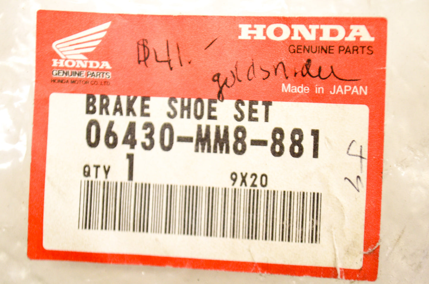 OEM Honda 06430-MM8-881 Brake Shoe Kit NOS