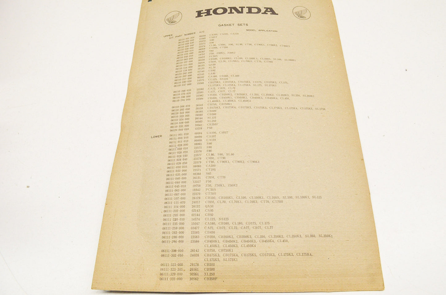 OEM Honda 06111-087-000 Gasket Kit B NOS