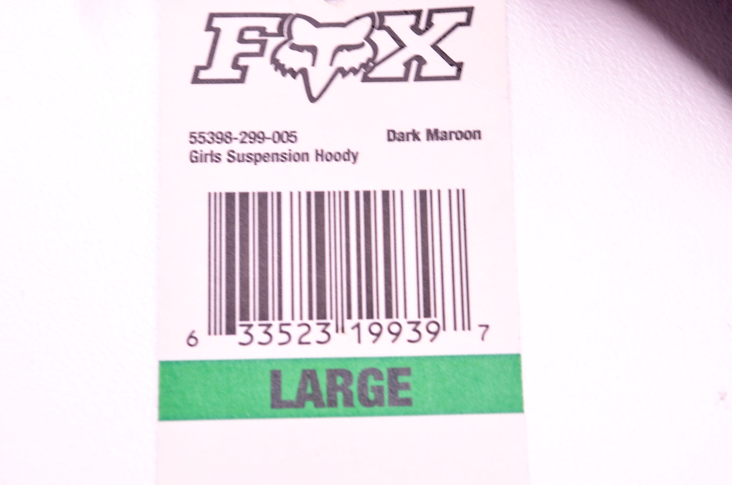 Fox 55398-299-005 Girls Dark Maroon Suspension Hoodie Large NOS