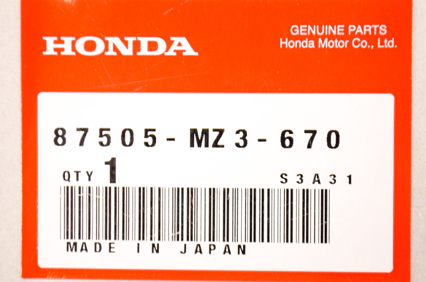 OEM Honda 87505-MZ3-670 Tire Label