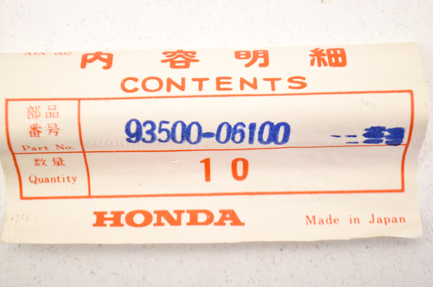 OEM Honda 93500-06100 Pan Screw 6x100 NOS