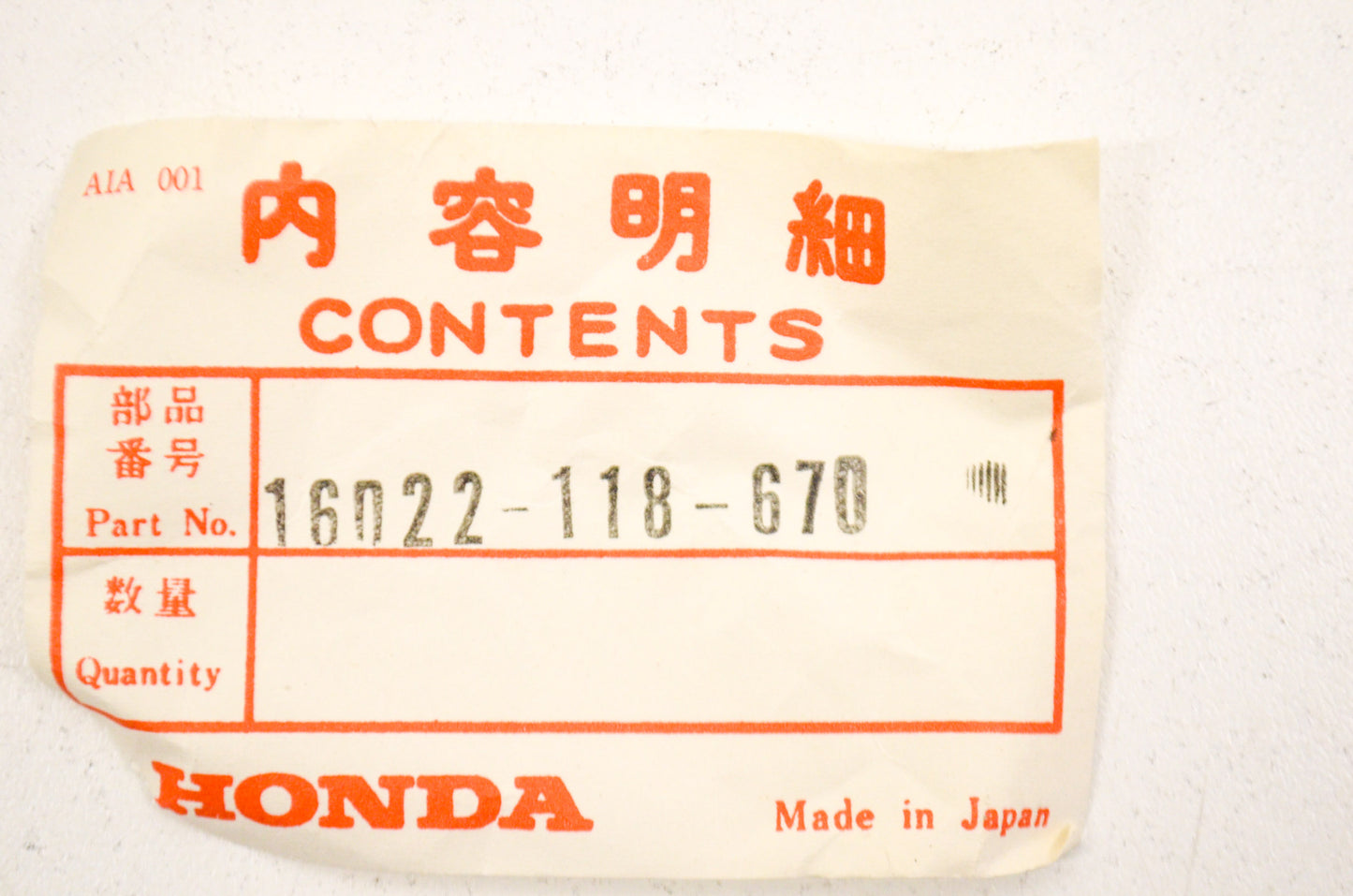 OEM Honda 16022-118-670 Throttle Valve Set NOS