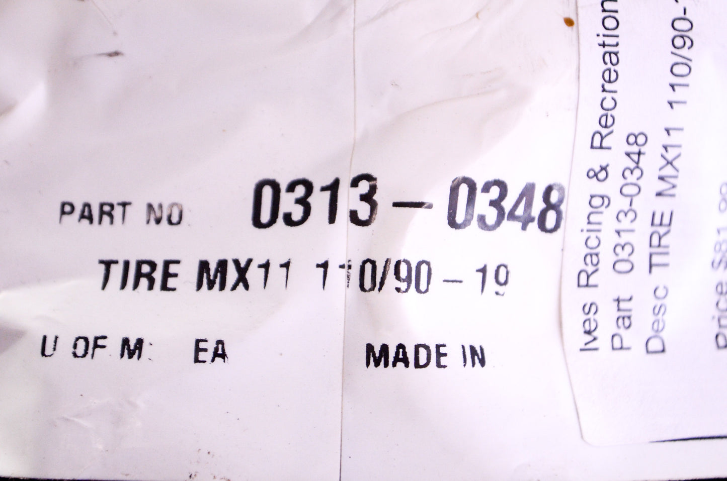 New Dunlop Tire MX11 110/90-19 NOS