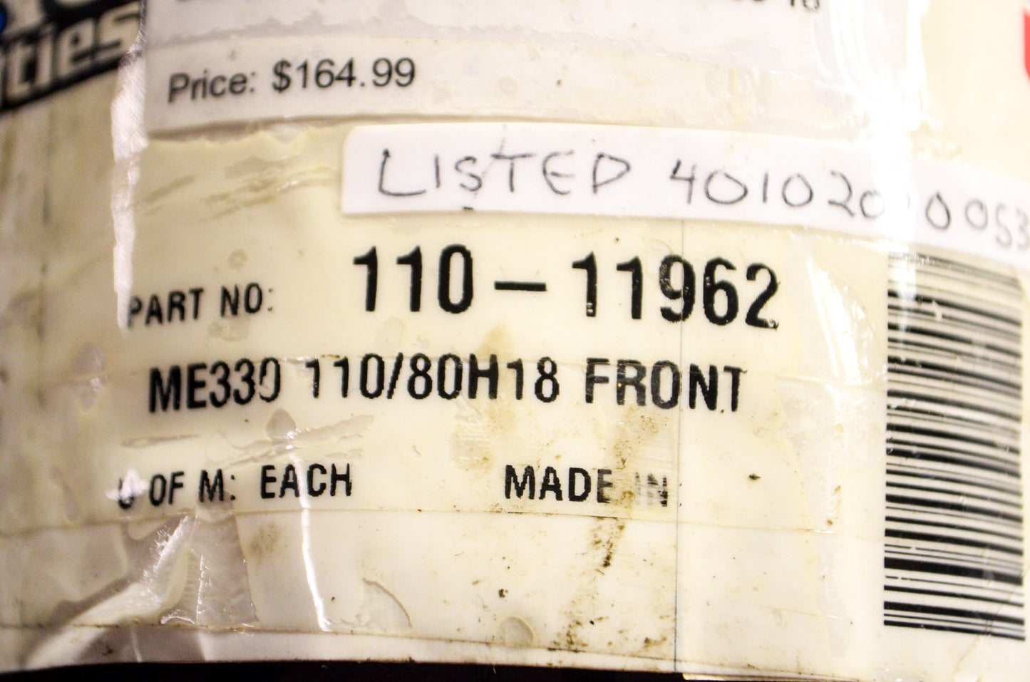 New Metzeler Tire ME330 110/80-18 H Front NOS