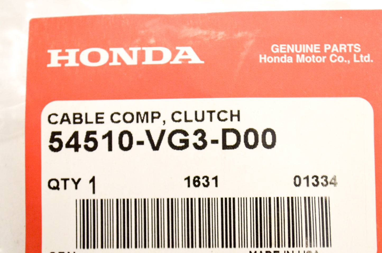 OEM Honda 54510-VG3-D00 Clutch Cable NOS