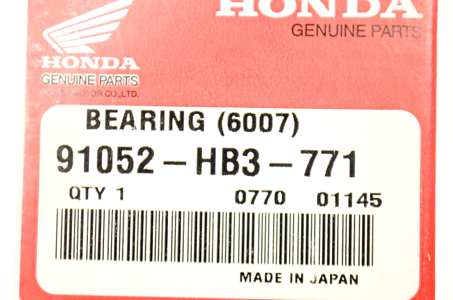 OEM Honda 91052-HB3-771 Bearing 6007 NOS