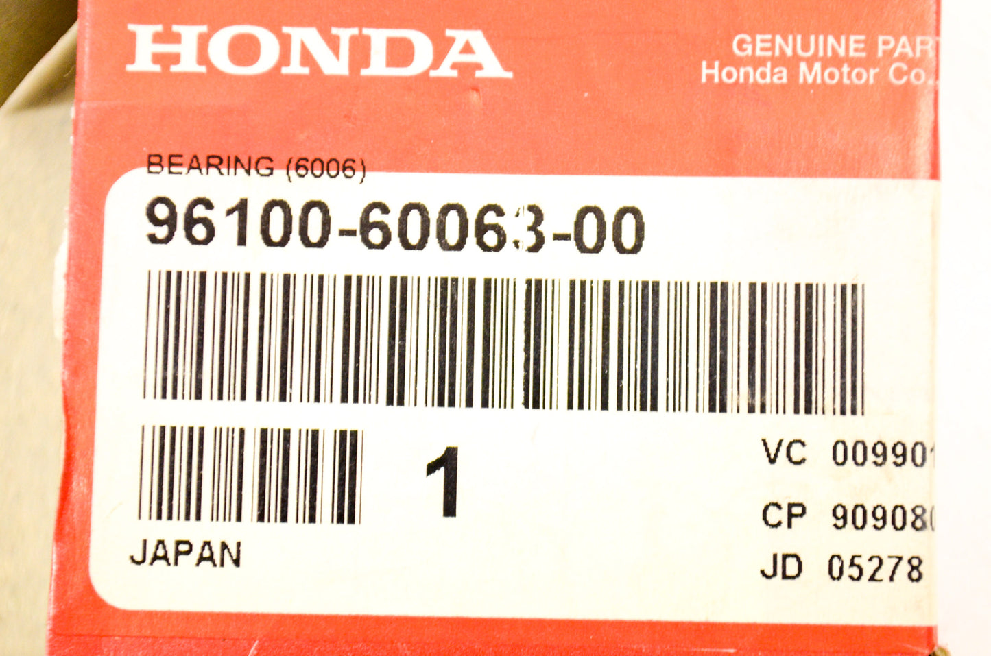 OEM Honda 96100-60063-00 Bearing 6006 NOS