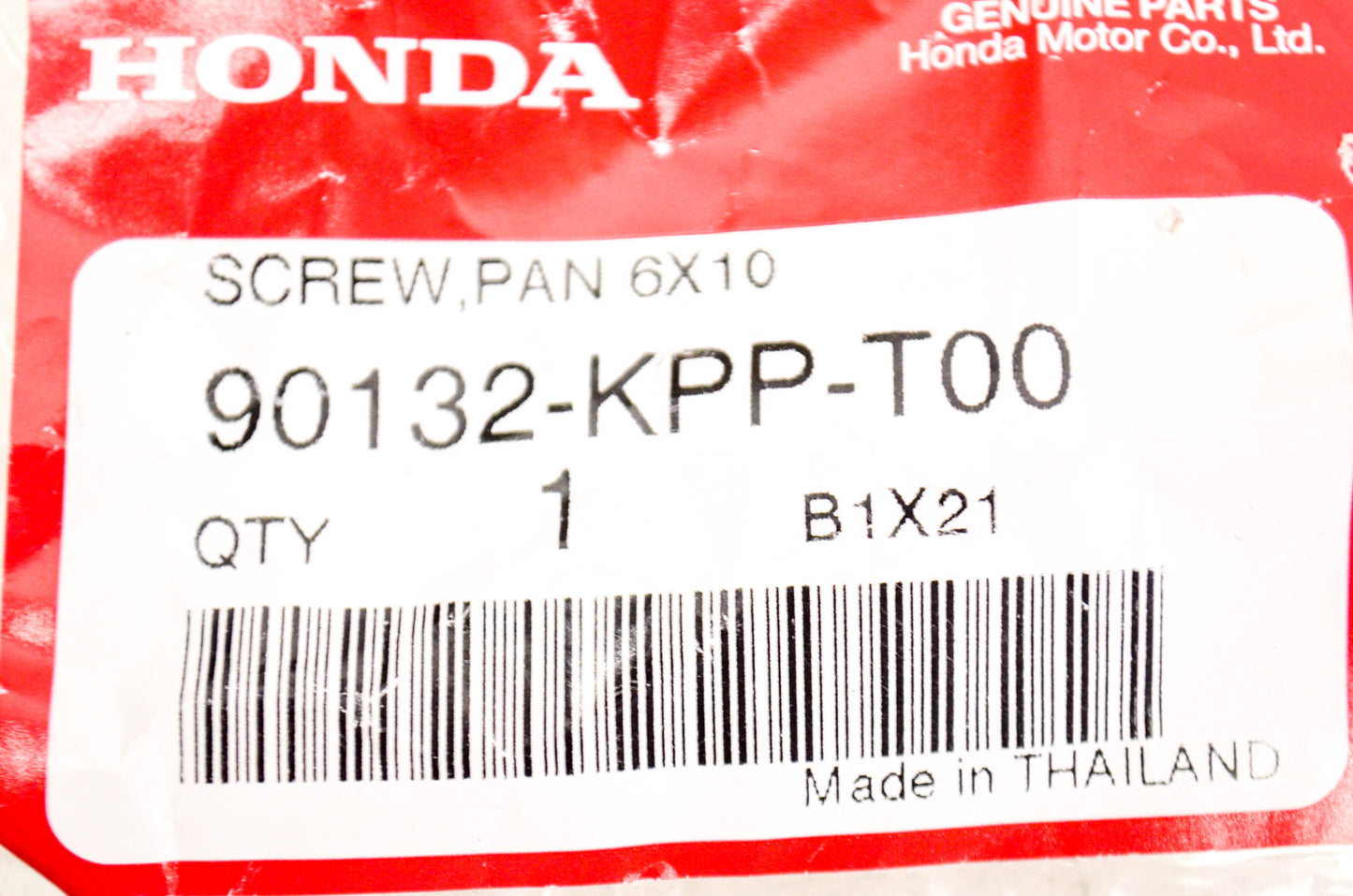 OEM Honda 90132-KPP-T00 Pan Screw (6X10) Qty 2 NOS
