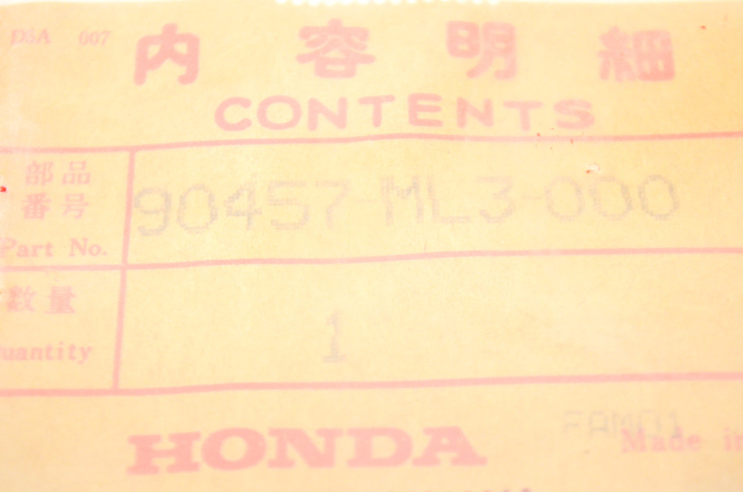 OEM Honda 90457-ML3-000 Washer (23X45) NOS