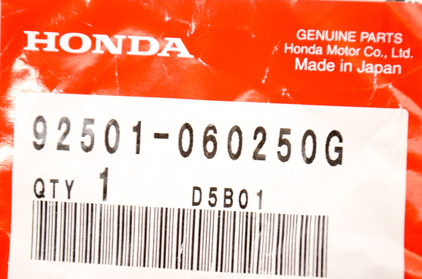 OEM Honda 92501-060250G Bolt Hex Cap 6X25 NOS