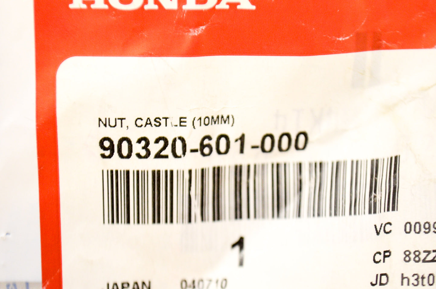 OEM Honda 90320-601-000 Castle Nut (10MM) NOS