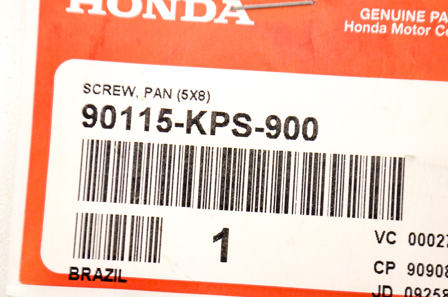 OEM Honda 90115-KPS-900 Pan Screw (5X8) Qty 2 NOS