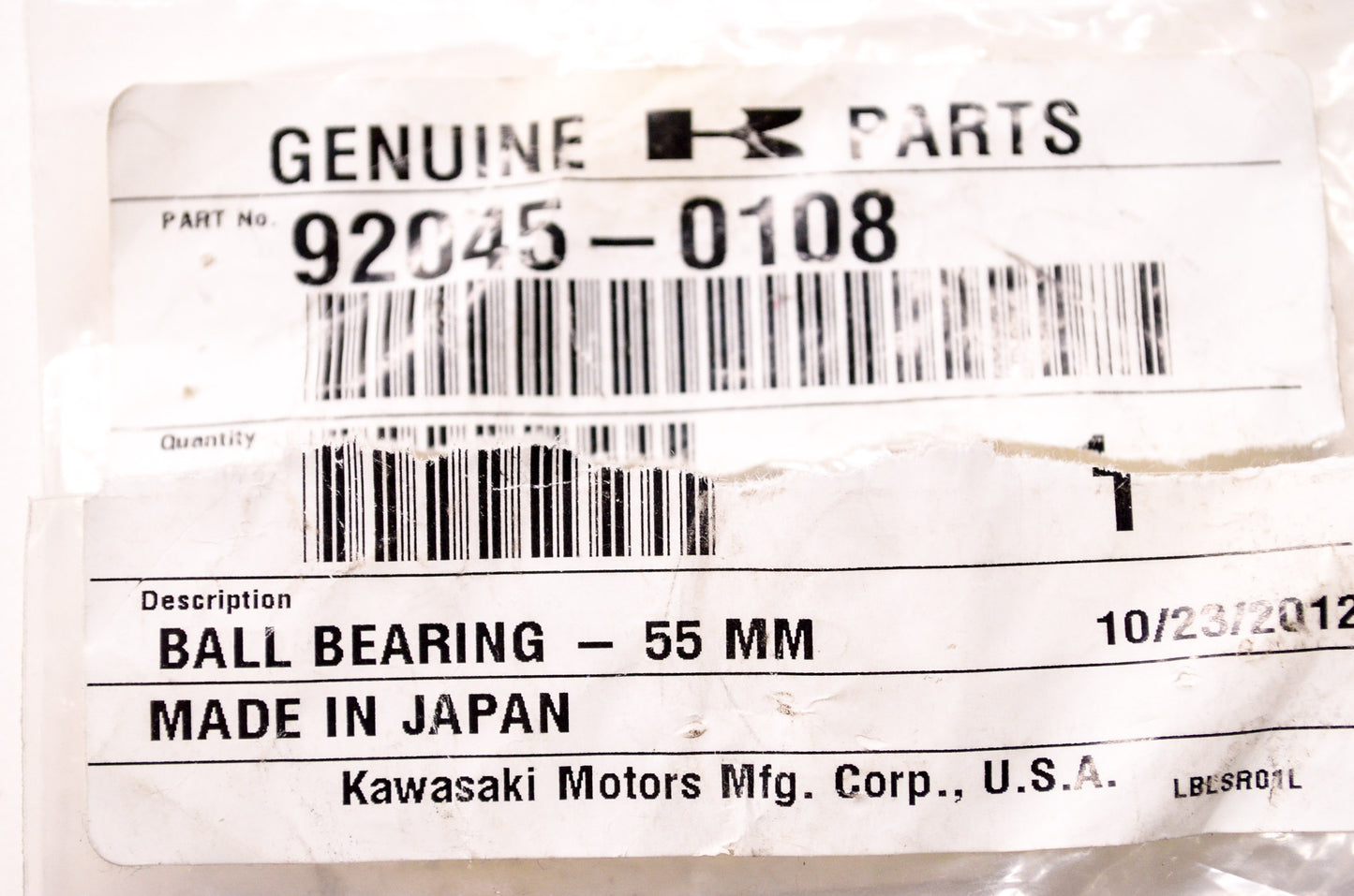 OEM Kawasaki 92045-0108 Ball Bearing L 6006 NOS