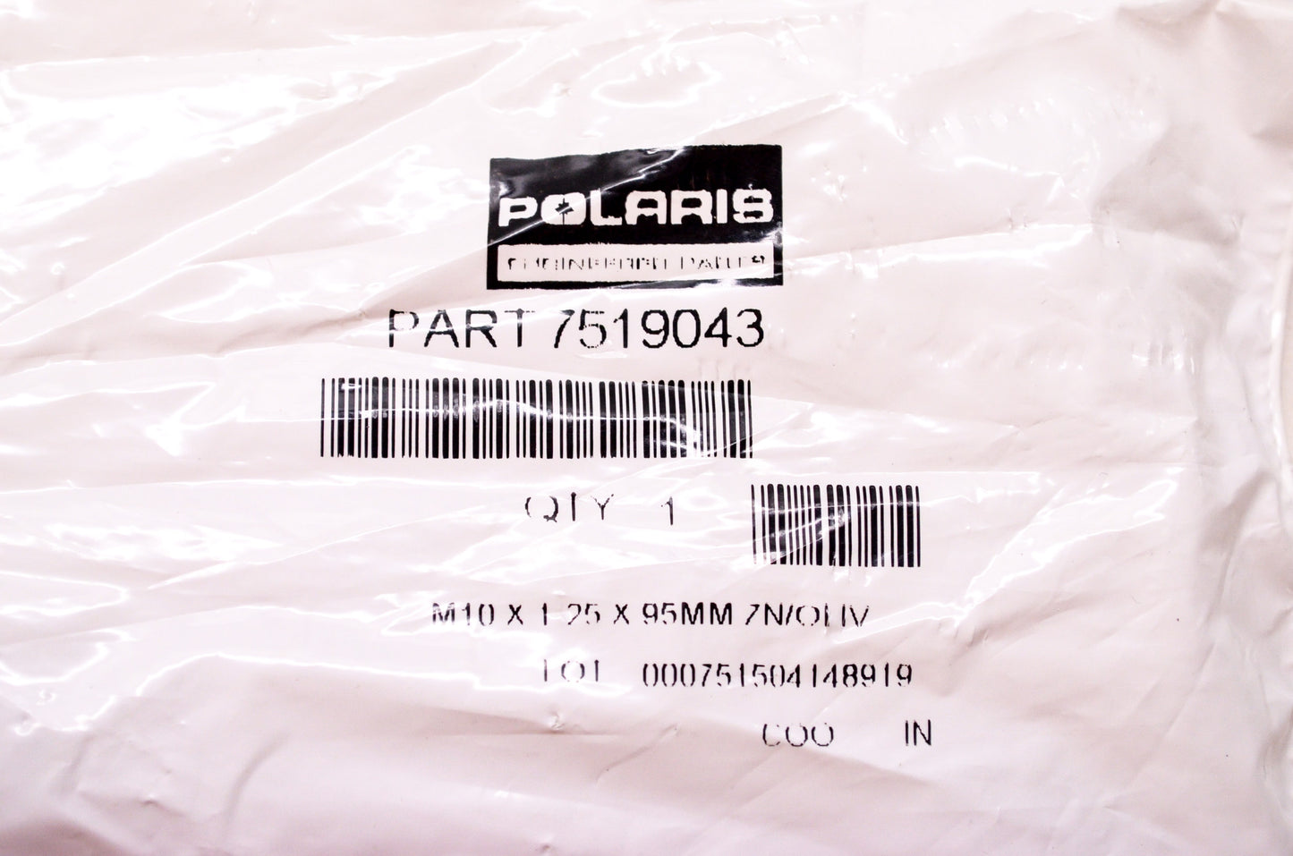 OEM Polaris 7519043 Hex Flange Screw M10X1.25X95 NOS