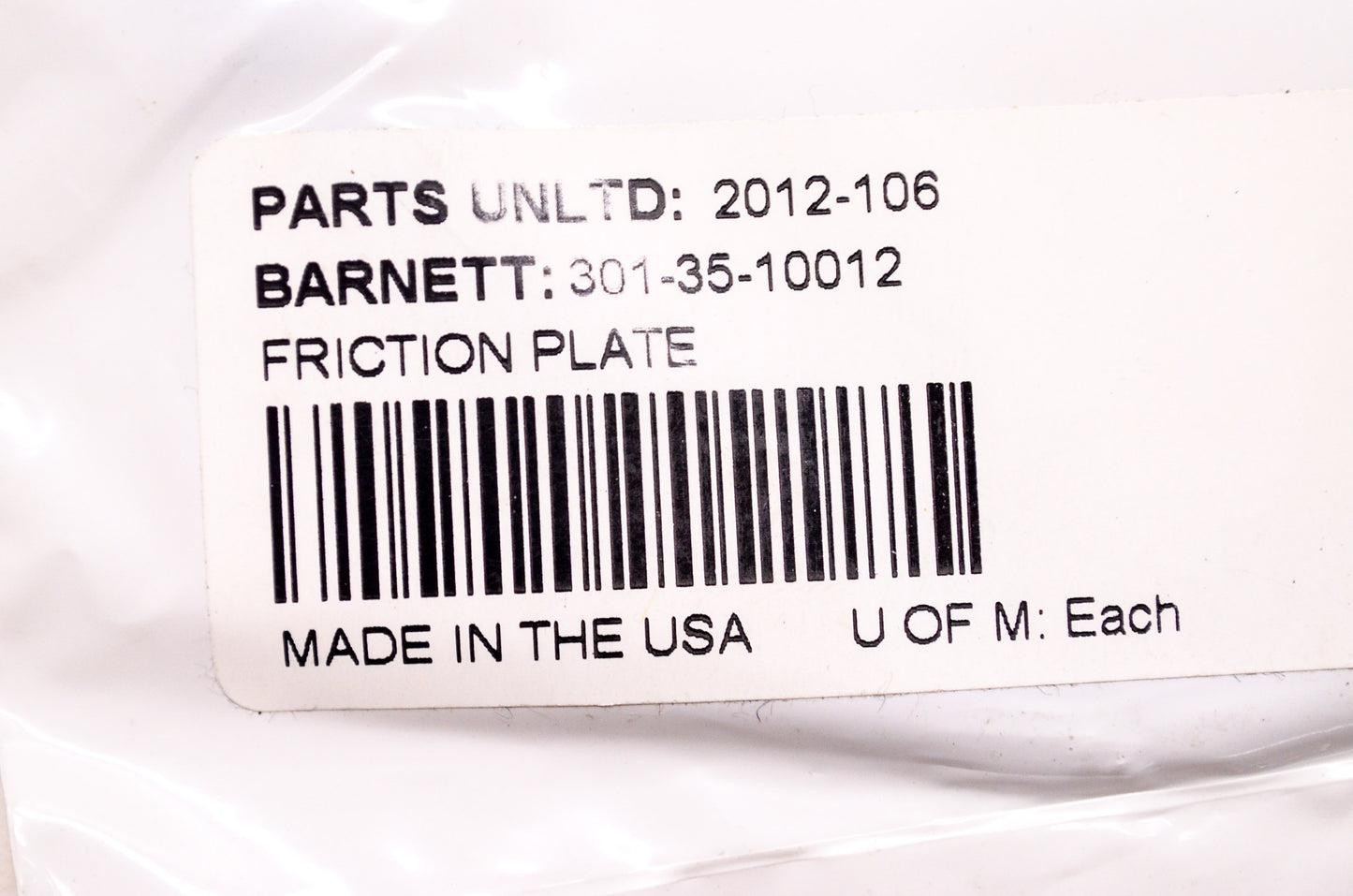 New Barnett Friction Plate NOS