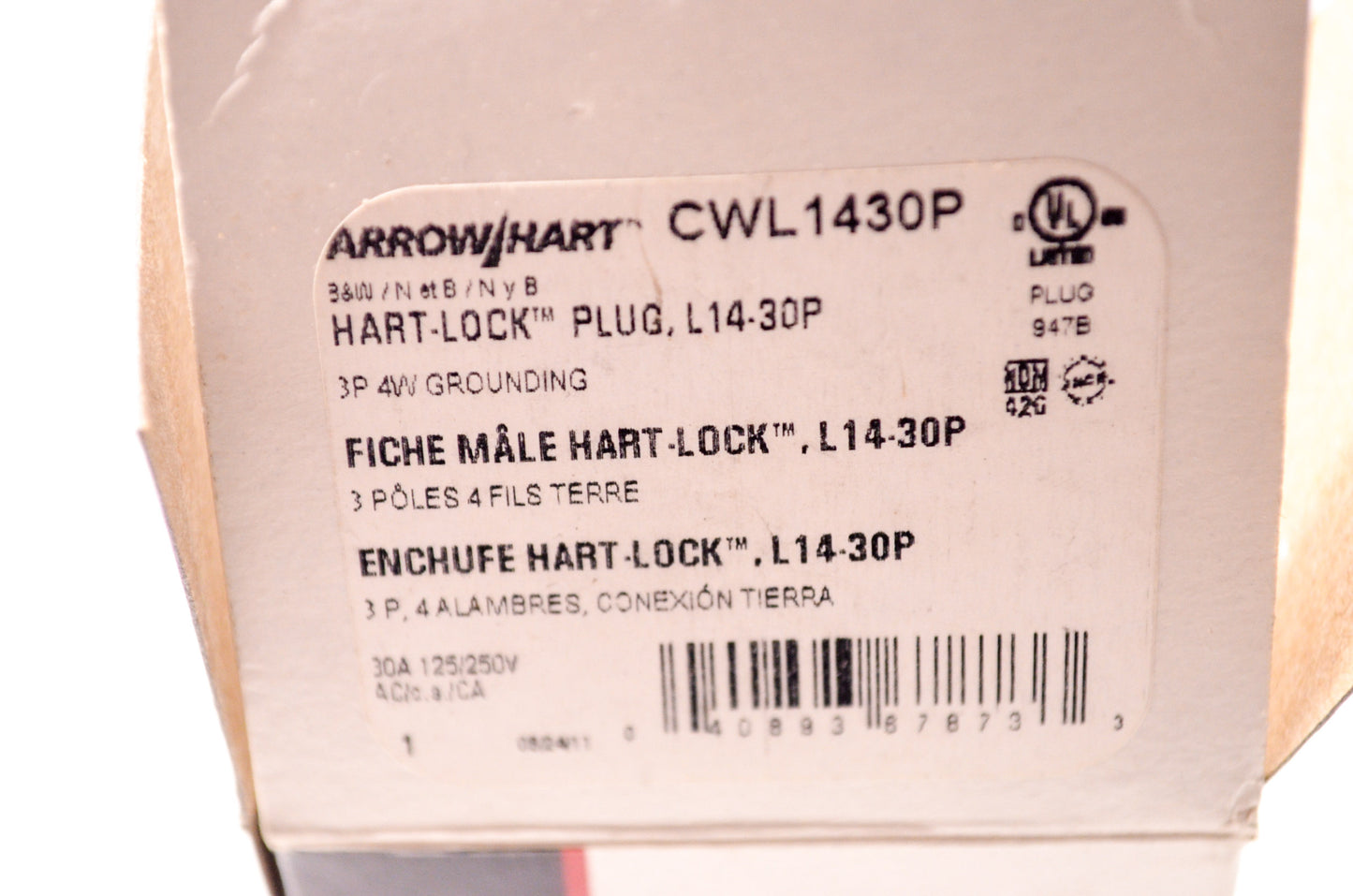 Arrow/Hart Hart-Lock Plug Assembly 4 Prong 30A 125/250V