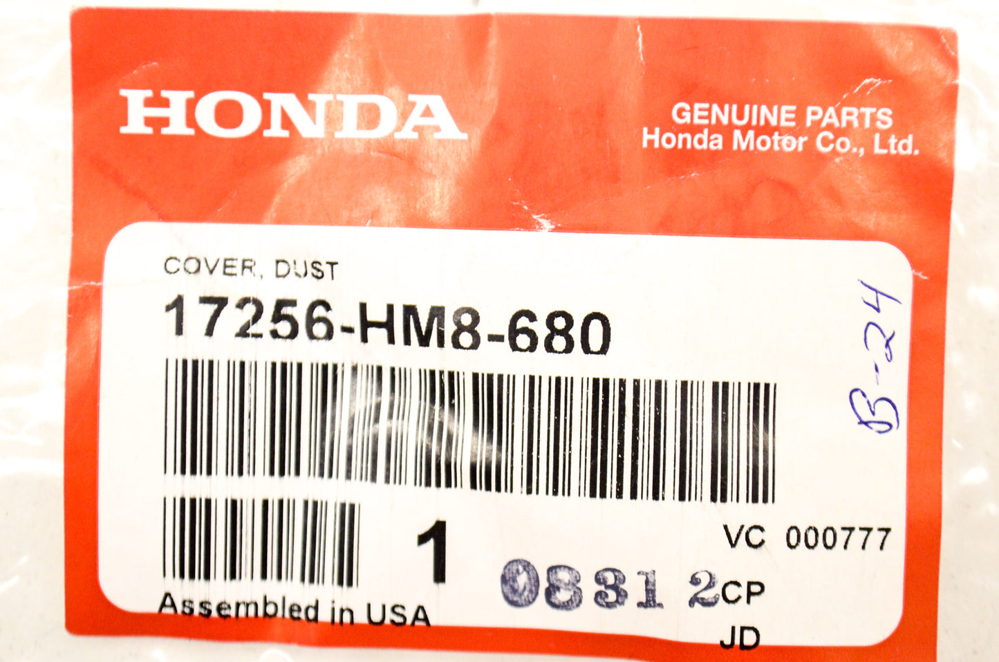 OEM Honda 17256-HM8-680 Dust Cover NOS