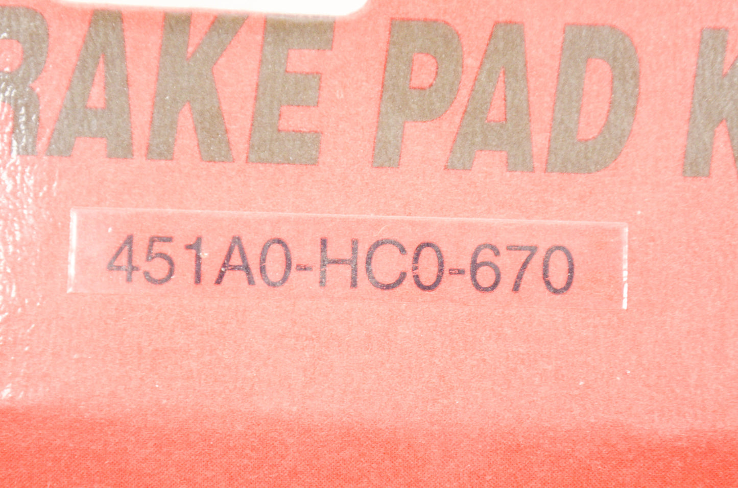 OEM Honda 451A0-HC0-670 Brake Pad Kit NOS