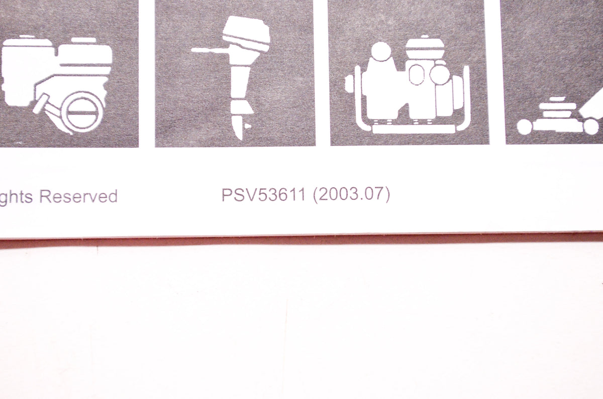 OEM Honda PSV53611 (2003.07) Power Equipment Provisional Service Shop Informatio