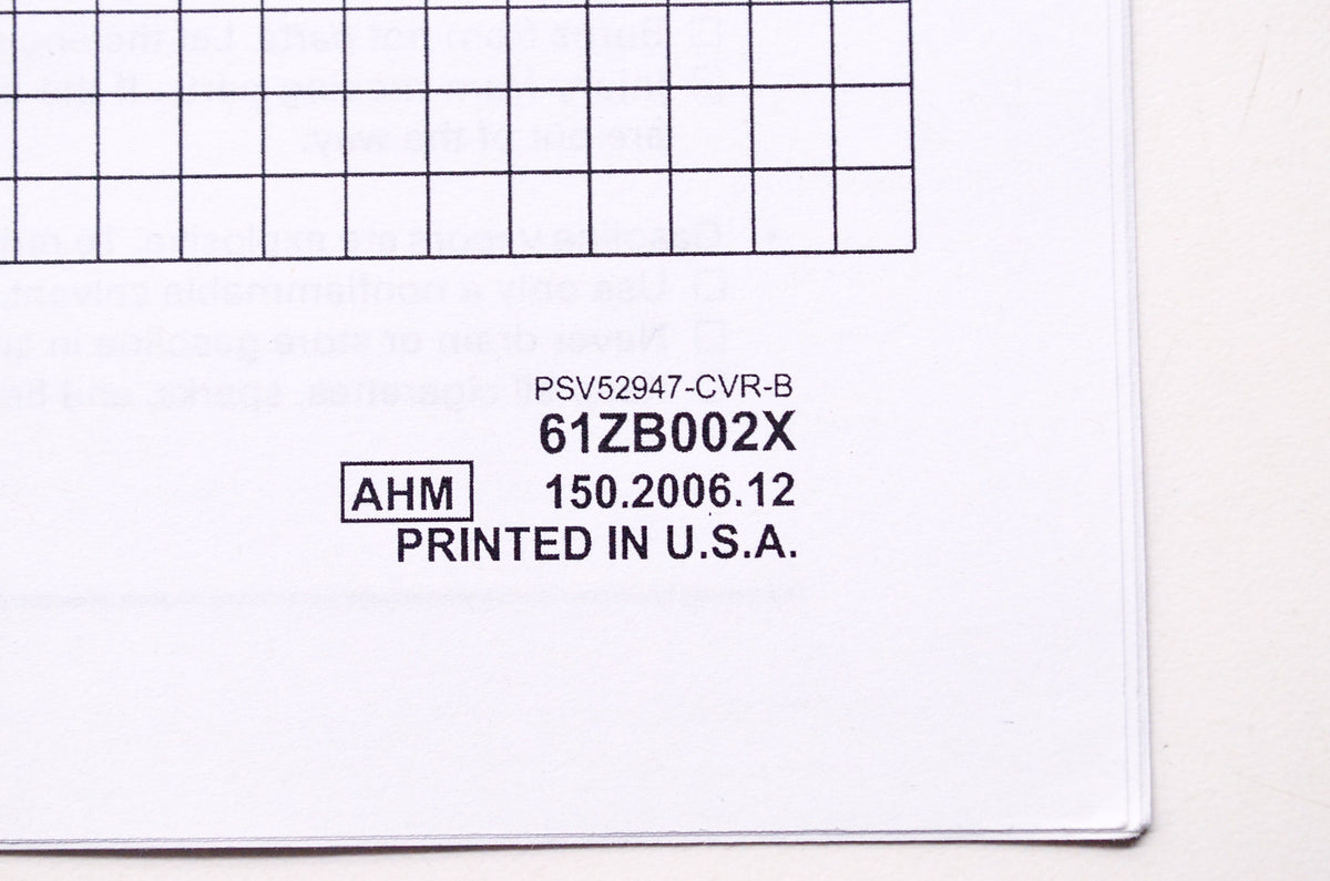 OEM Honda 61ZB002X Power Equipment Service Shop Manual Generator EG2500X Supplem