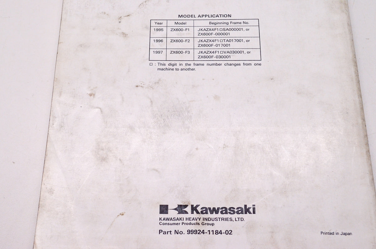 OEM Kawasaki 99924-1184-02 Service Manual ZX600F