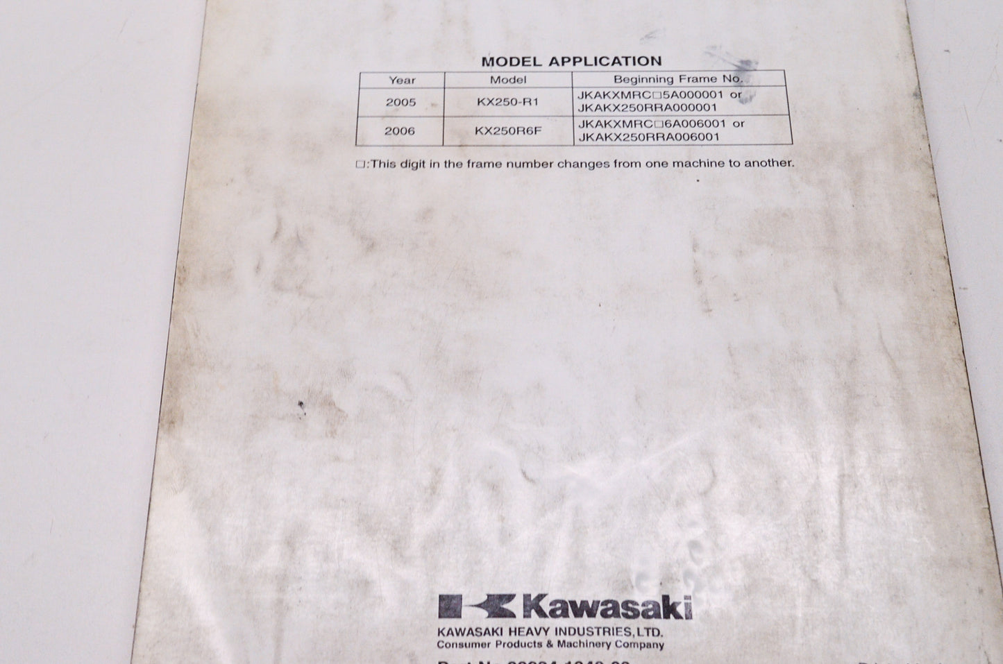 OEM Kawasaki 99924-1340-03 Service Manual KX250R