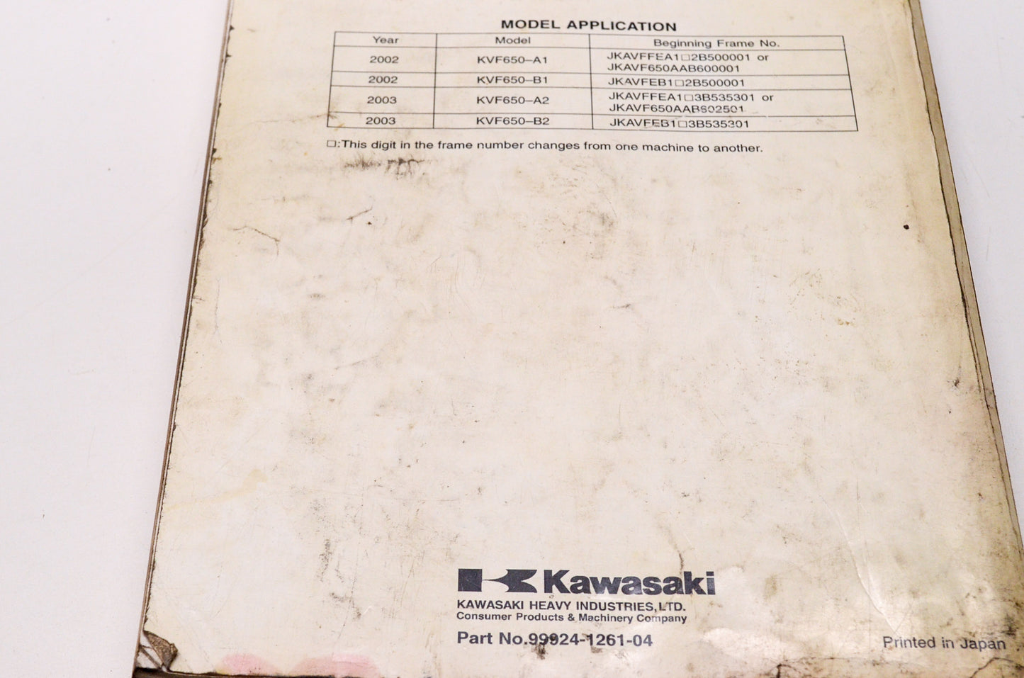 Kawasaki 2002-2003 Prairie 650 KVF 650 4x4 ATV Shop Repair Service Manual