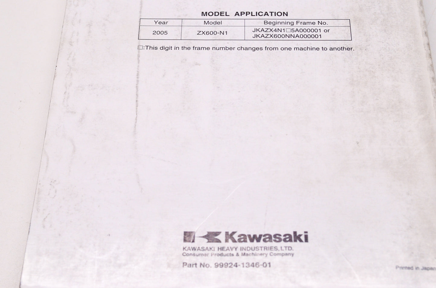 OEM Kawasaki 99924-1346-01 Service Manual ZX600N