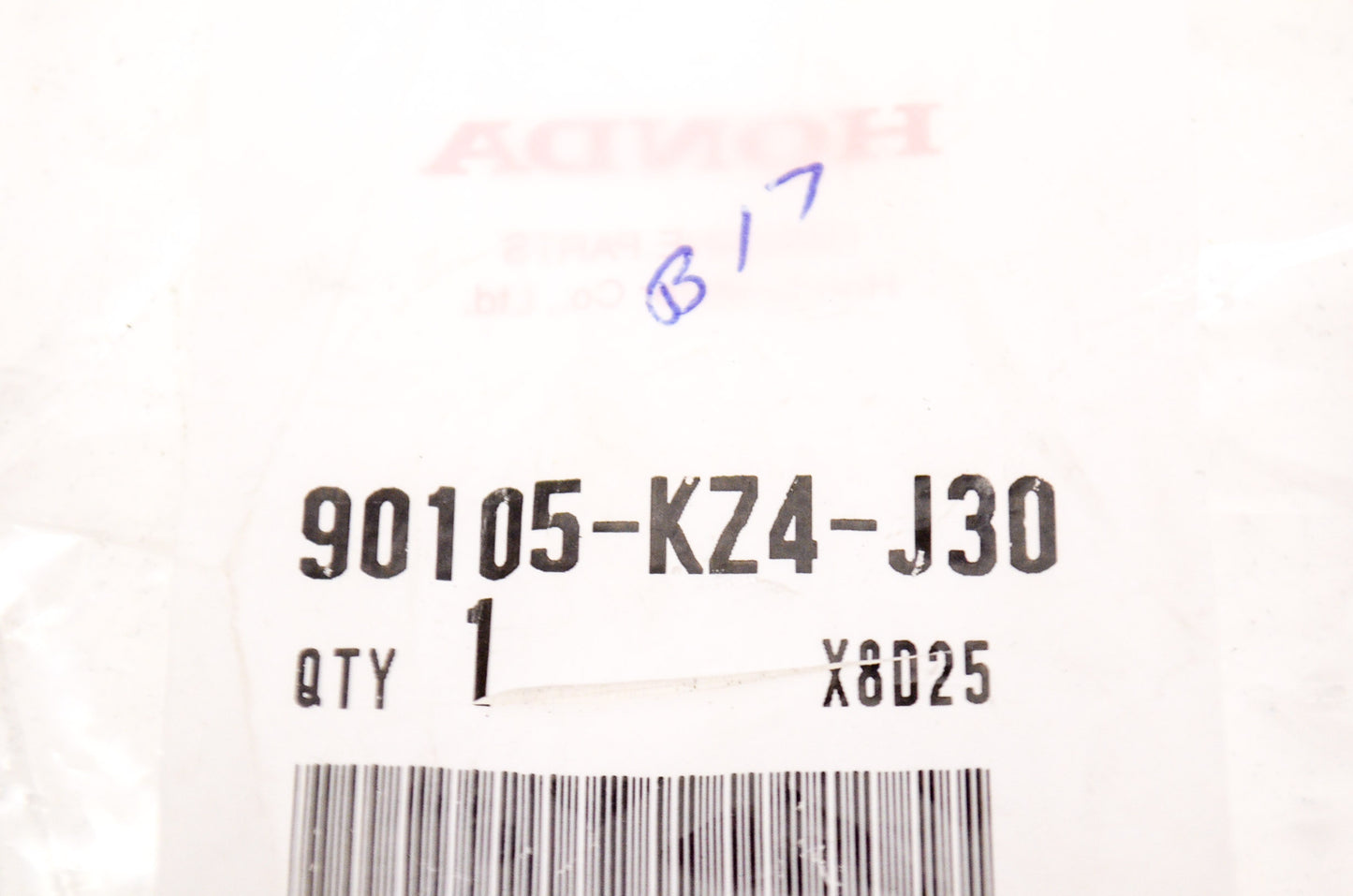 OEM Honda 90105-KZ4-J30 Hex Bolt (8X46.5) NOS