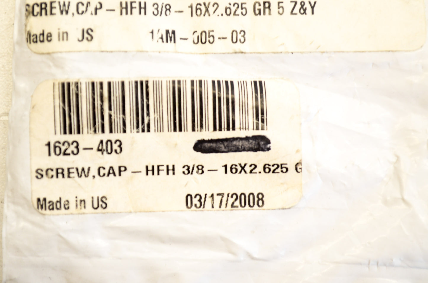 OEM Arctic Cat 1623-403 Hex FLange Head Cap Screw 3/8-16X2.625 NOS
