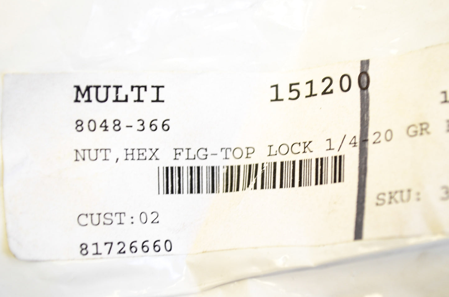 OEM Arctic Cat 8048-366 Top Lock Hex Flange Nut 1/4-20 Qty 2 NOS