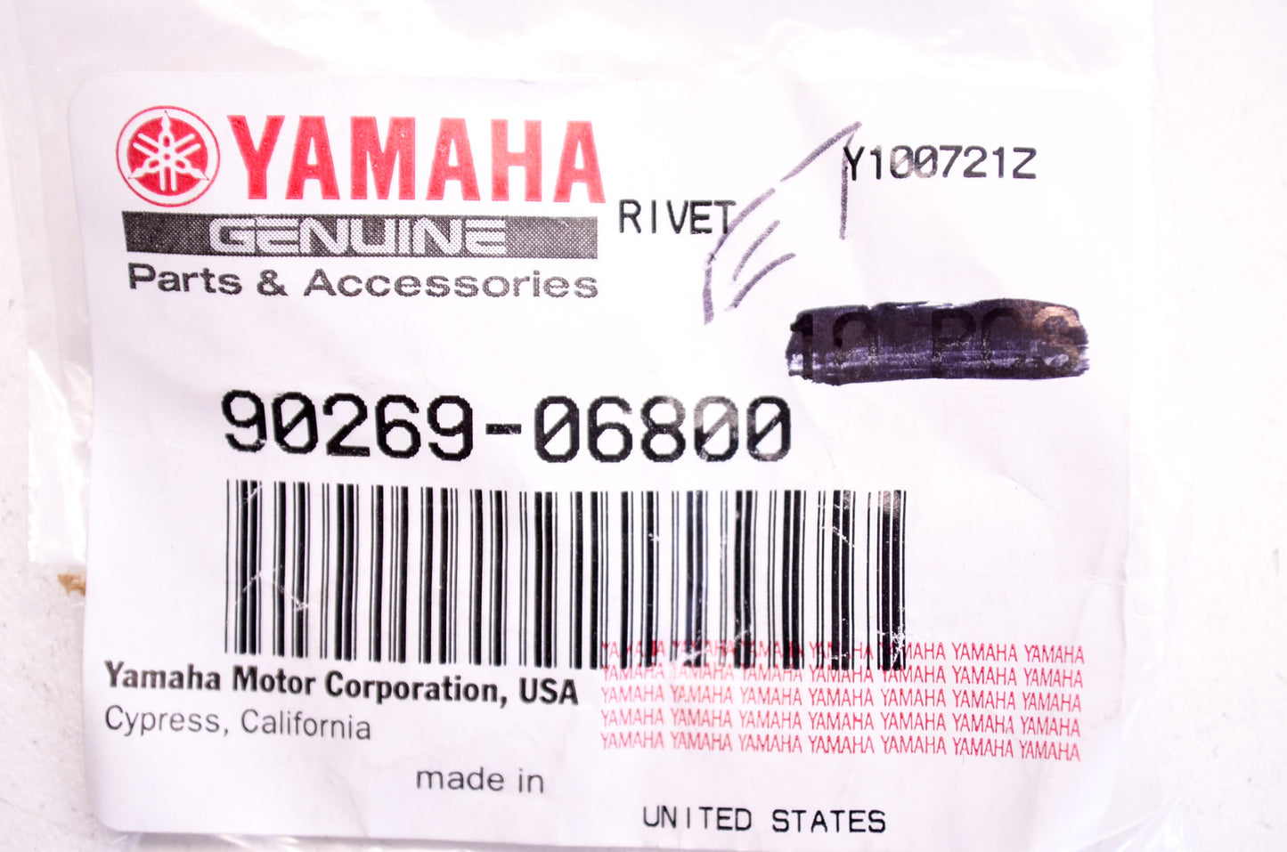 OEM Yamaha 90269-06800-00 Rivet Qty 3 NOS