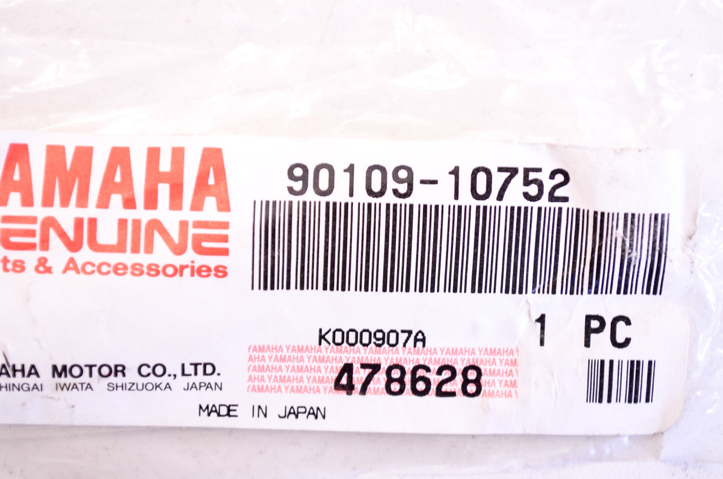 OEM Yamaha 90109-10752-00 Bolt NOS