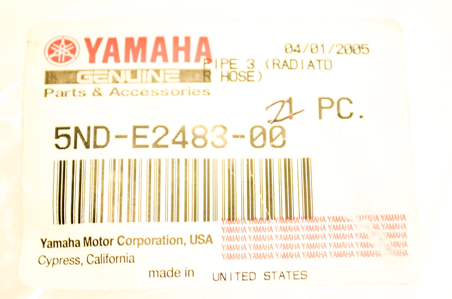 OEM Yamaha 5ND-E2483-00-00 Pipe 3 NOS