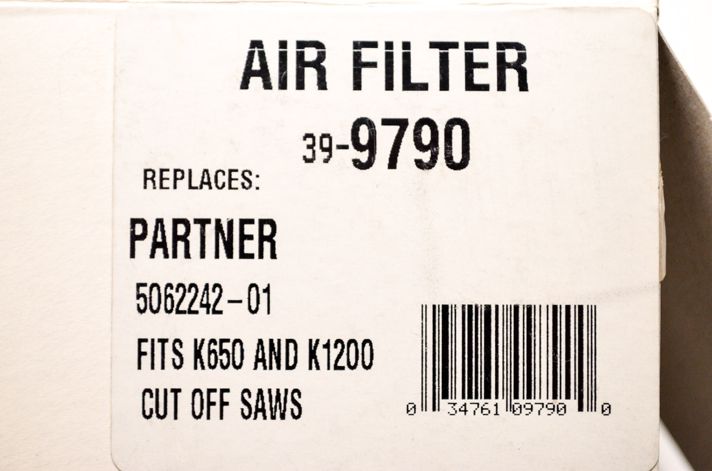 New Rotary Air Filter Partner K650 & K1200 Cut Off Saws NOS