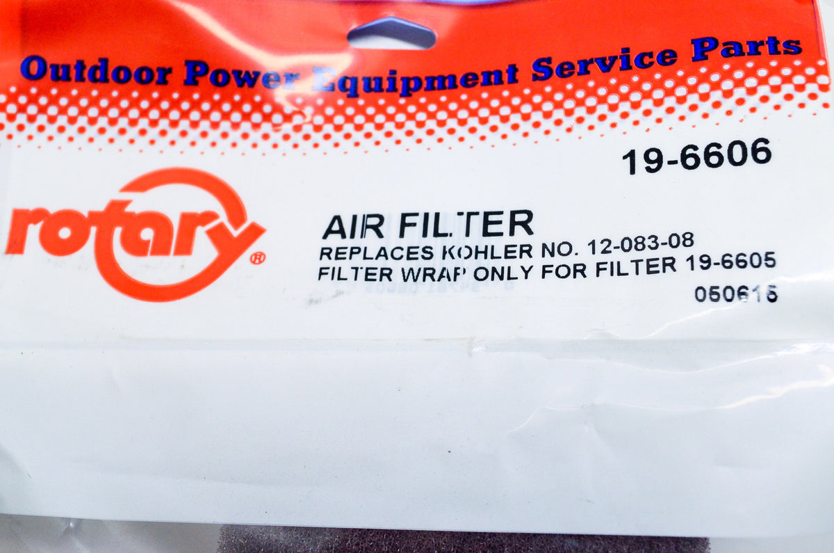 Rotary 19-6606, 12-083-08, 6606 Foam Air Filter Kohler Wrap for 19-6605 NOS