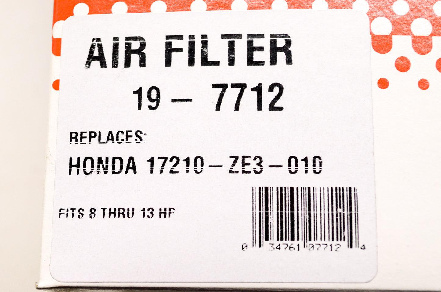 Rotary 19-7712, 17210-ZE3-010, 7712 Air Filter Honda 8 - 13 HP NOS