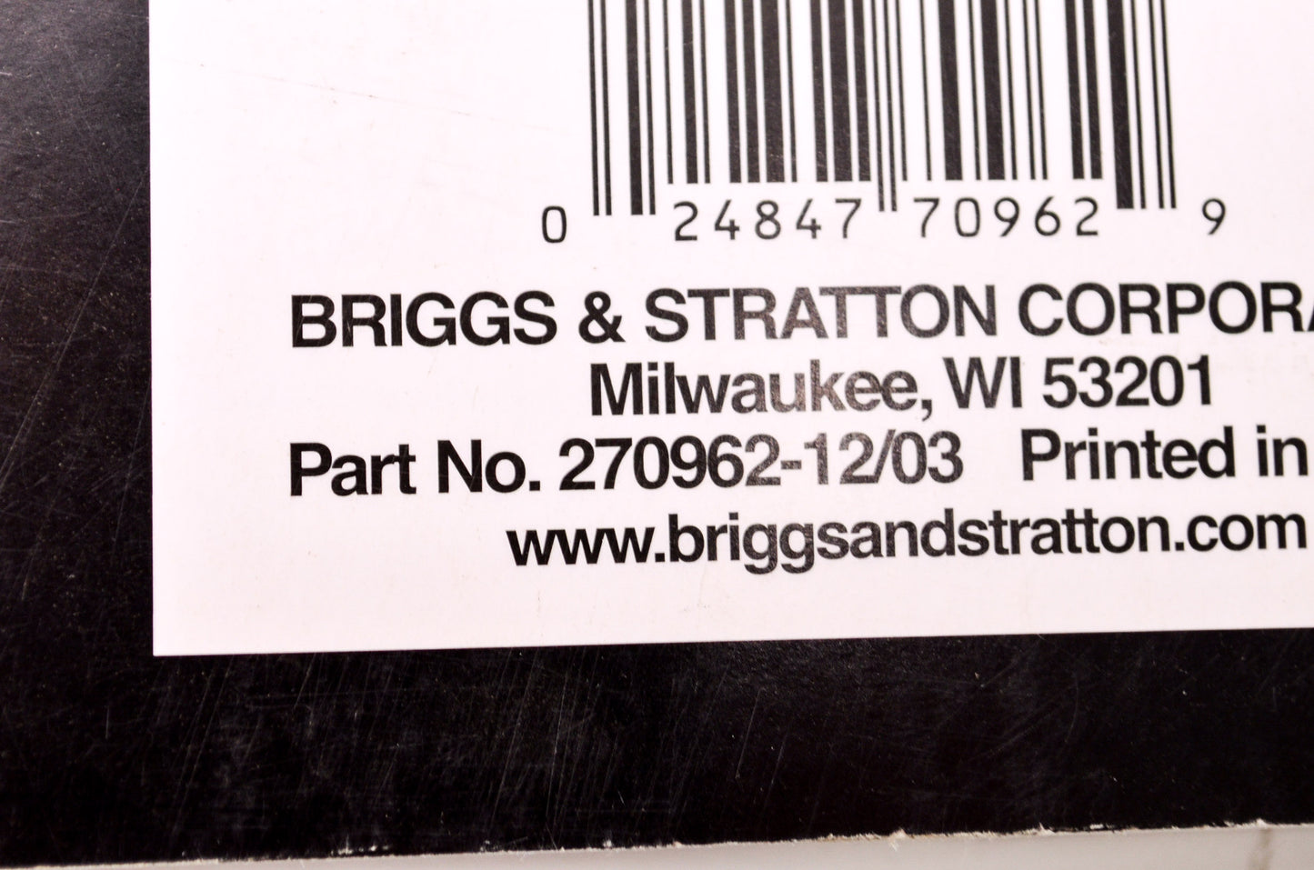 New Briggs & Stratton Single Cylinder 'L' Head Repair Manual NOS