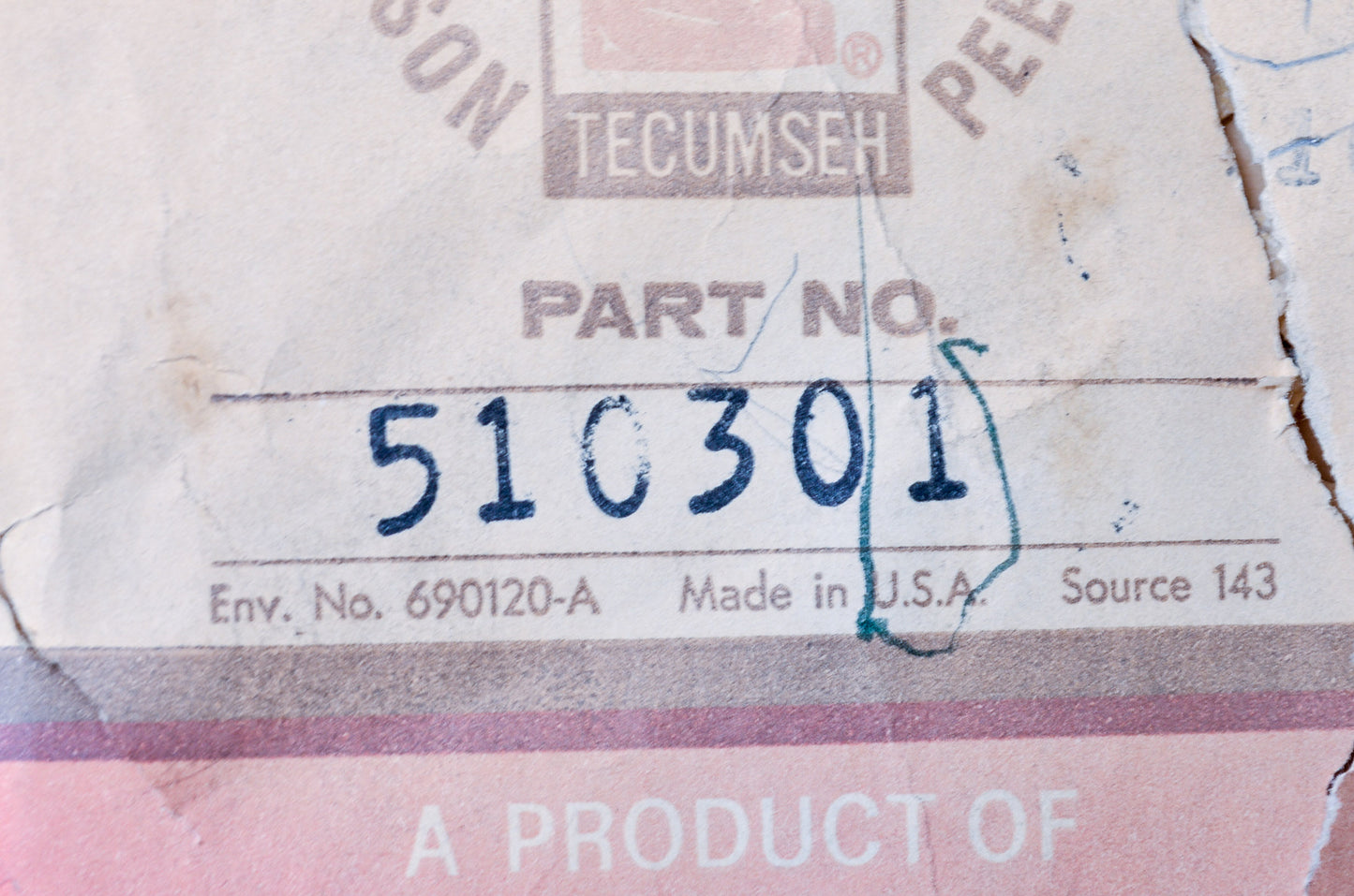 Tecumseh 510301 Gasket NOS