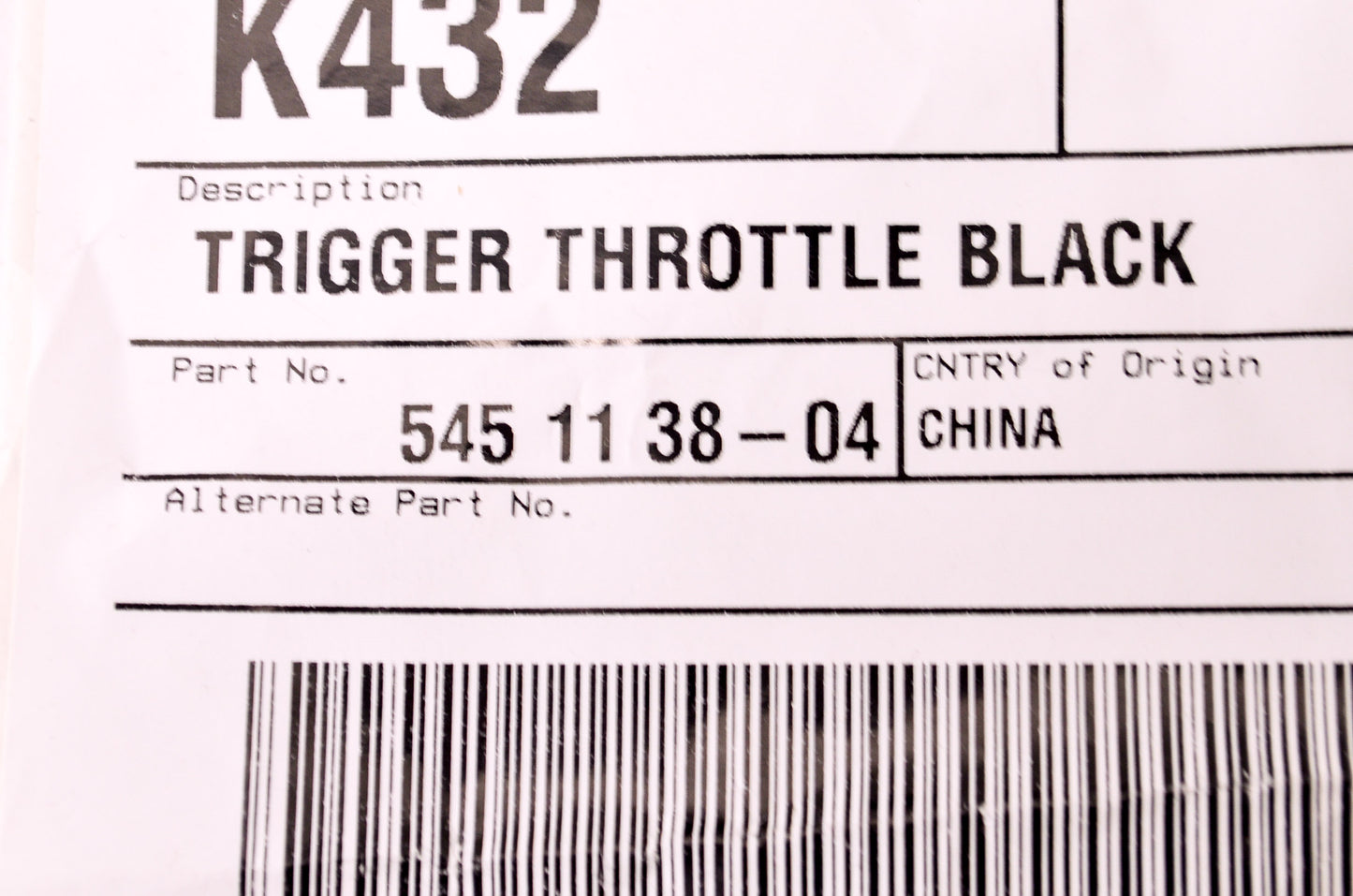 New OEM Husqvarna Black Throttle Trigger NOS