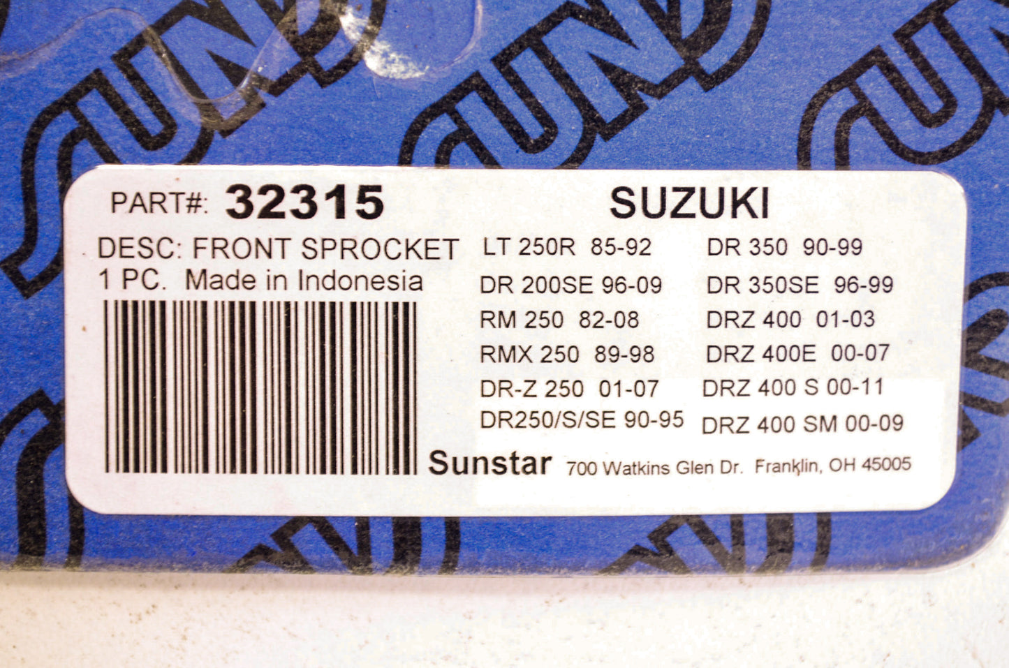 New Sunstar Front Sprocket 15T Suzuki NOS