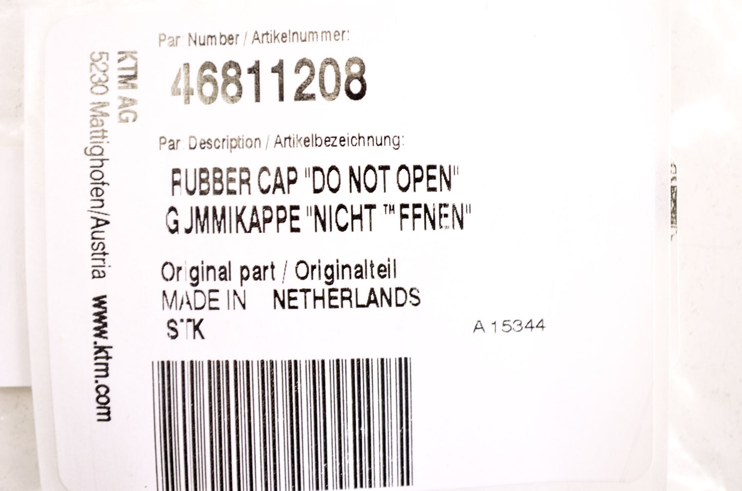 OEM KTM 46811208 Rubber Cap NOS