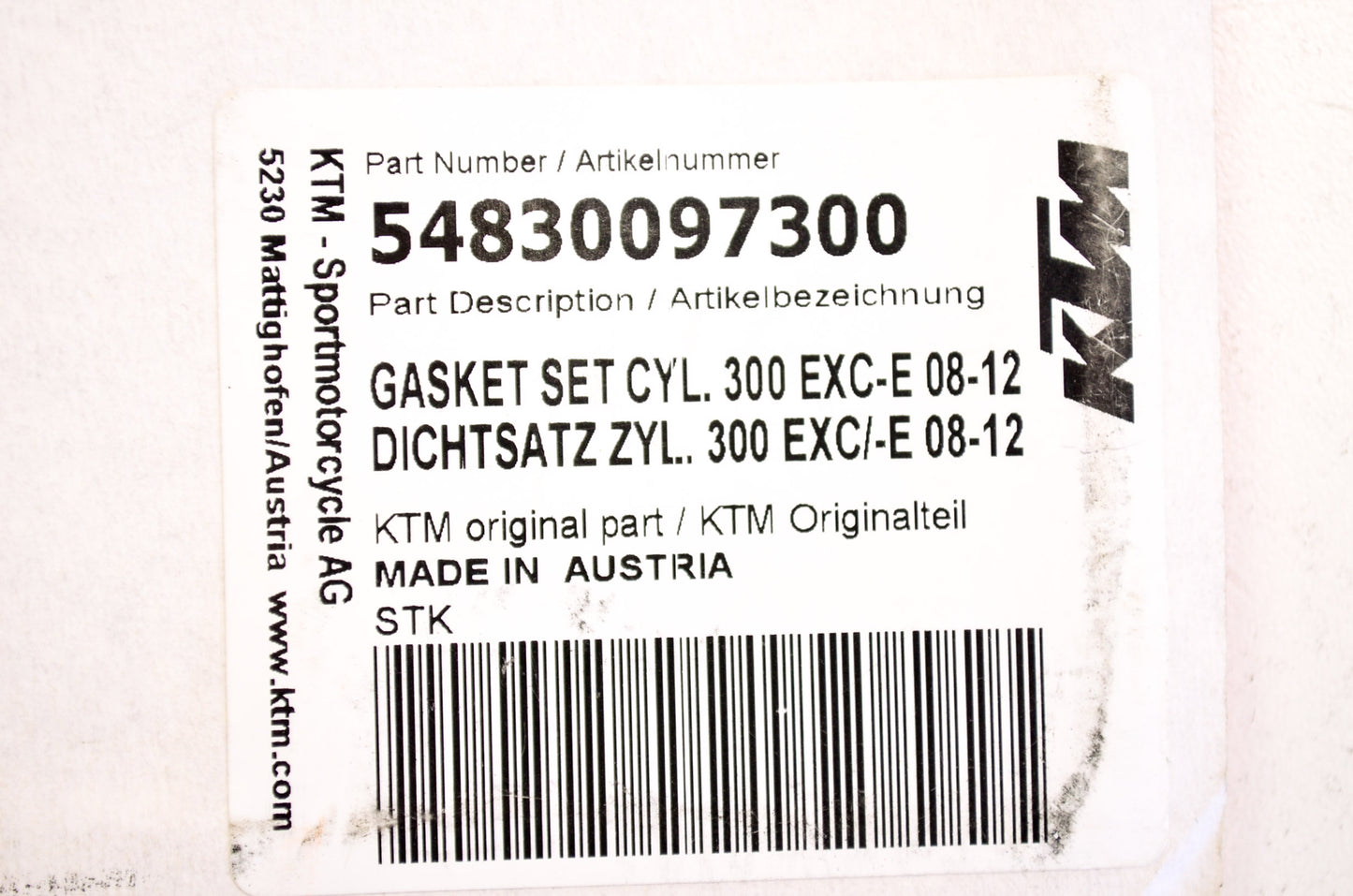 OEM KTM 54830097300 Cylinder Gasket Set NOS