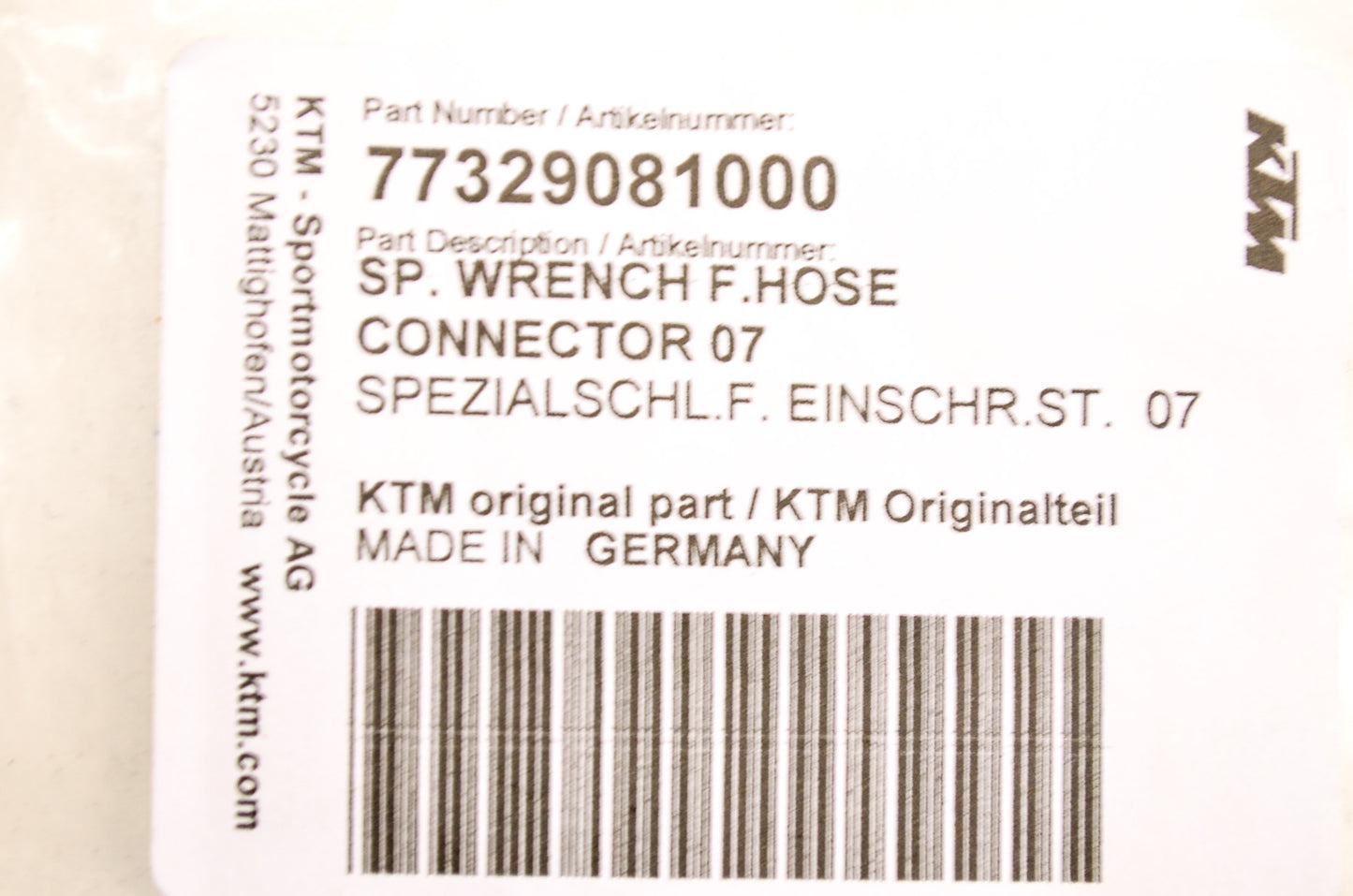 New OEM KTM Hose Connector Wrench Tool NOS