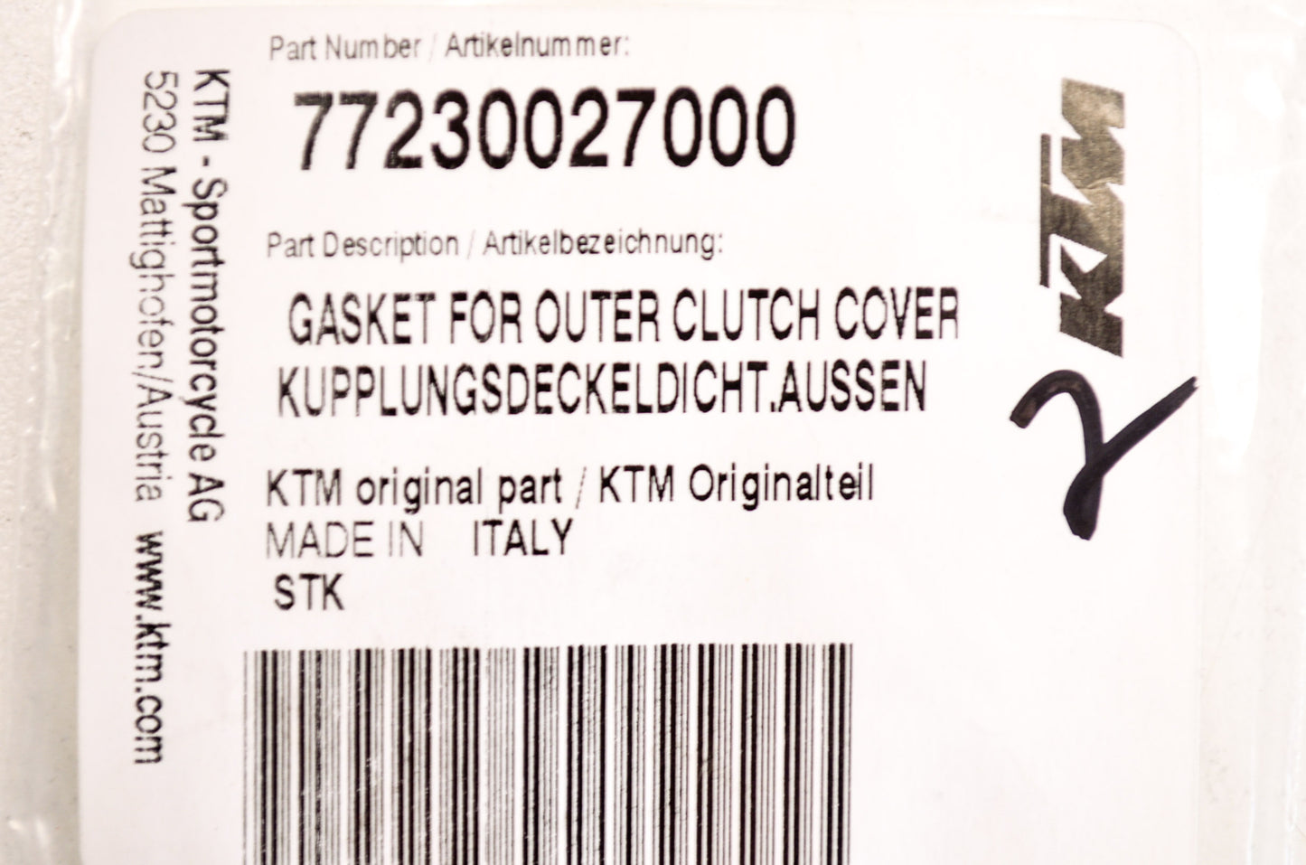 New OEM KTM 77230027000 Outer Clutch Cover Gasket NOS
