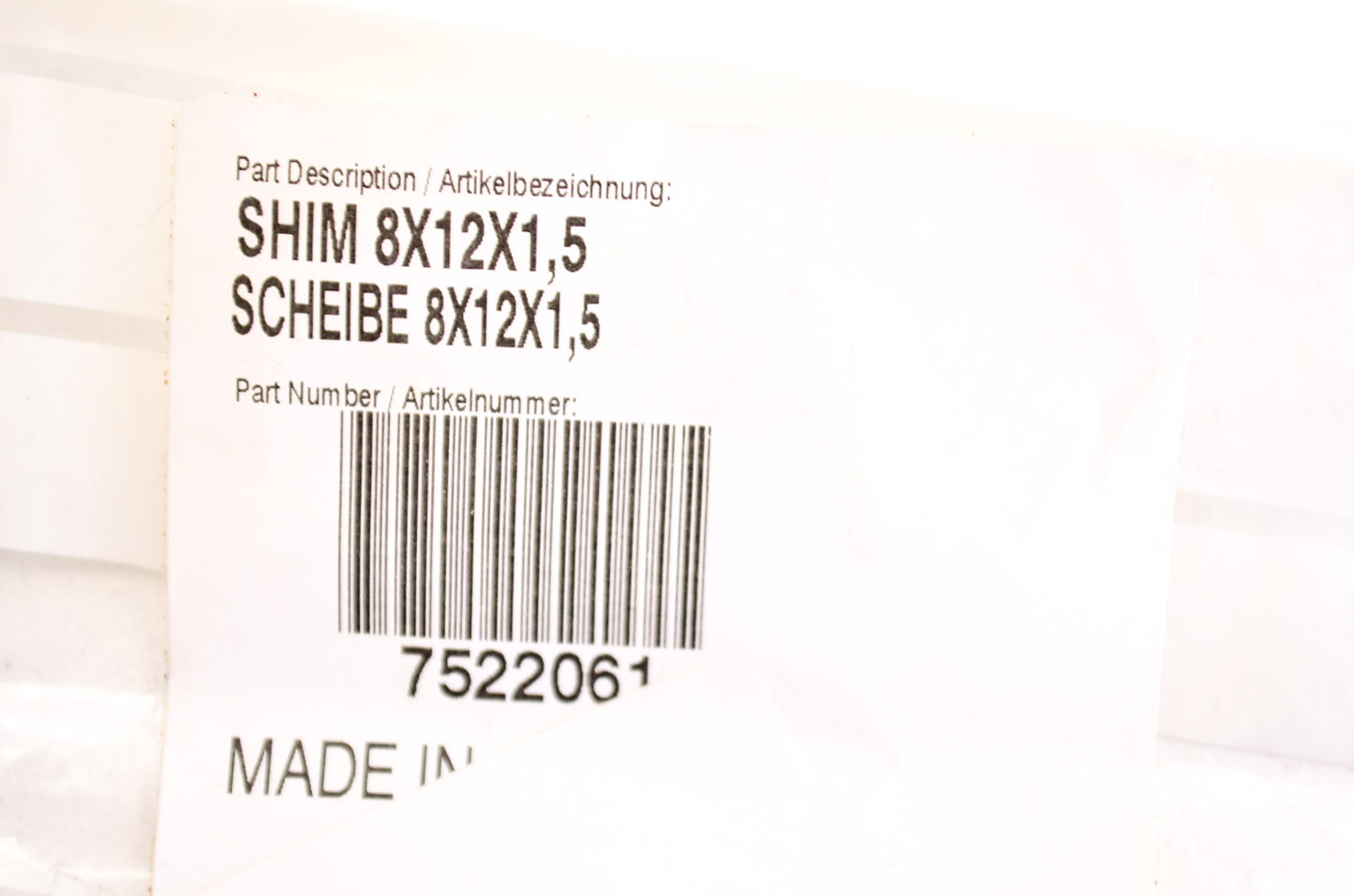 OEM KTM 7522061 Shim 8X12X1.5 Qty 5 NOS