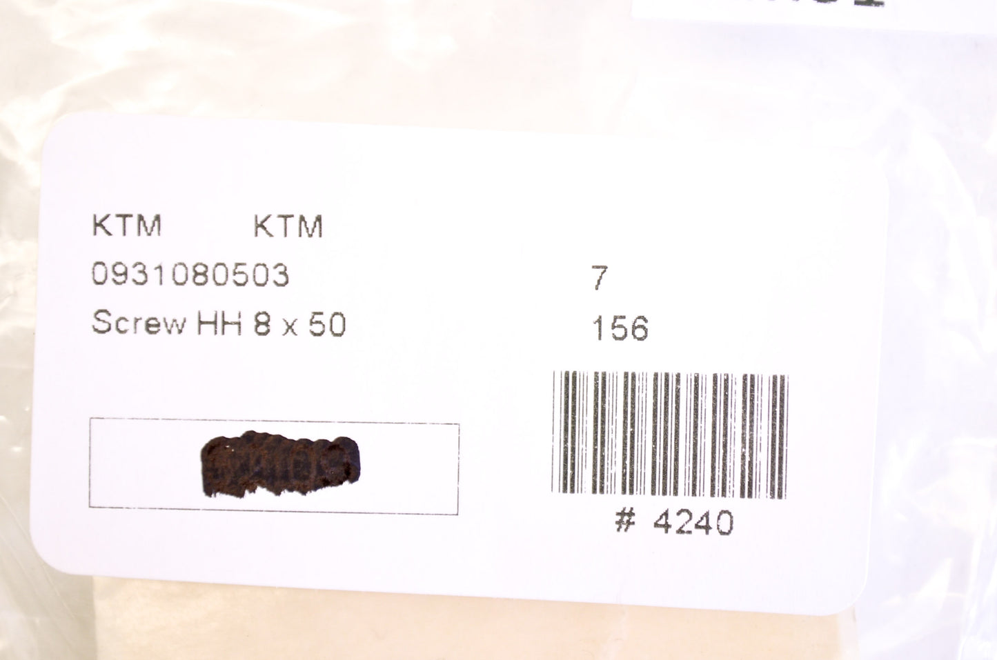 OEM KTM 931080503 Hex Head Screw 8x50 NOS