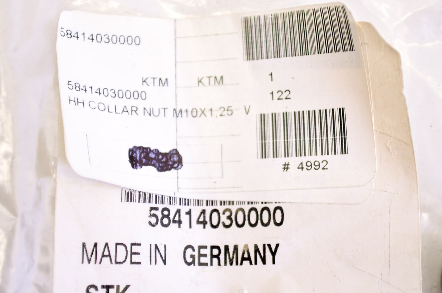 OEM KTM 58414030000 Collar Nut 10x1.25 NOS