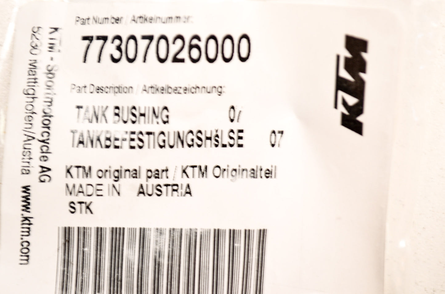 New OEM KTM Tank Bushing NOS