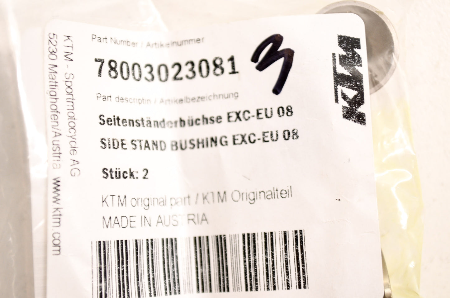 OEM KTM 78003023081 Side Stand Bushing NOS